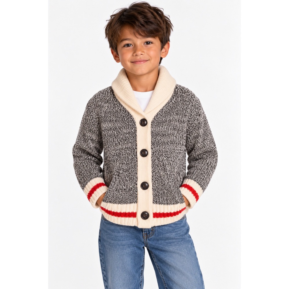 Roots Cardigan Shawl Collar Wool Blend Cabin Gorpcore Heritage XS Grey Cream